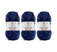 Velora Dream Baby Chenille Yarn Soft Thick Chunky Yarn Skein 100g 120m, Machine Washable for Knitting&Crochet Blanket, Amigurumi, Scarf, Hat,Sweater,Plushies (VY017-Navy Blue, Pack of 3)