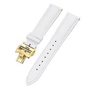 VELORE 19mm 20mm 22mm Double-sided cowhide Watch Bands For Vacheron VC Watch Strap Constantin For Men And Women Cow Leather Bracelets(White Golden clasp,19mm)