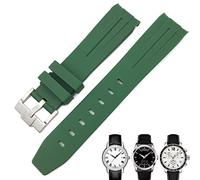 VELORE 19mm 20mm Curved End Rubber Watchband for Tissot 1853 Lelocle PRC200 Rolex Submariner Hamilton Omega Waterproof Watch Strap(Green 1,19mm)