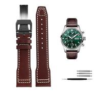 VELORE 20mm 21mm Italy Genuine Leather Watchband For IWC Big PILOT Spitfire Watch Cowhide Black brown blue Man Wristband(Brwon black buckle,20mm)