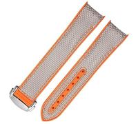 VELORE 20mm 22mm Rubber Nylon Silicone Watch Band For Omega GMT Planet Ocean Seamaster Diver 300 Curved End Orange Watch Strap(Light Pink White,20mm)
