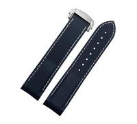 VELORE 20mm 22mm Rubber Silicone Watch Bands For Omega Seamaster 300 speedmaster Strap Seiko Watchband Men's watch Accessories(Blue white silver,20mm)