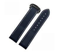 VELORE 20mm 22mm Rubber Silicone Watch Bands For Omega Seamaster 300 speedmaster Strap Seiko Watchband Men's watch Accessories(Blue white black,22mm)