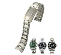 VELORE 20mm 316L Stainless Steel Curved End Watchband Fit for Rolex Submariner Fine-Tuning Pull Button Clasp Watch Strap(Silver)