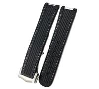VELORE 20mm Watchband For Omega Seamaster AQUA TERRA AT150 Ultra Light 8900 Silicone Rubber Premium Deployment Buckle Watch Strap(Black white Pointed,20mm)