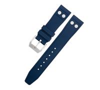 VELORE 22MM 21MM Nature Fluororubber FKM Rubber With Rivet Watchband For IWC Strap Big Pilot Mark Portugieser Soft Wristband(Blue6,22MM)
