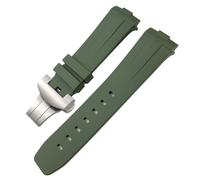 VELORE 24mm Curved End Natural Rubber Watchband For Panerai LUMINOR SUBMERSIBLE PAM Silicone Waterproof Watch Strap Butterfly Buckle(Green Butterfly)