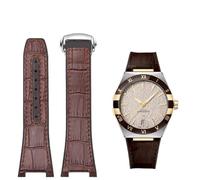 VELORE 25-14mm notched rubber cowhide strap，For Omega Constellation Double Eagle Manhattan Men's Observatory Series Watch Replacement Watch Strap(Brown-silver)