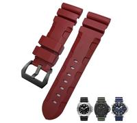 VELORE 26mm 24mm Nature Rubber Watchband Fit for Panerai PAM Silicone Red Blue Watch Strap Waterproof Bracelets Tools(Red black,24mm)