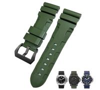 VELORE 26mm 24mm Nature Rubber Watchband Fit for Panerai PAM Silicone Red Blue Watch Strap Waterproof Bracelets Tools(Green black,26mm)