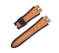 VELORE 28mm Nubuck Leather Belt Silicone Watch Band Accessories ，For Roger Dubuis Strap For EXCALIBUR Series(Orange 3)