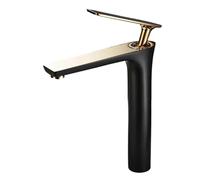 VELORE Black & Gold Tall Basin Mixer, All-Copper Single Handle Faucet for Modern Bathroom Vessel Sinks and Countertops(D)