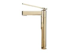 VELORE Brushed Gold High-Rise Waterfall Basin Faucet, Single-Handle Deck-Mounted Mixer Tap for Modern Vessel Sinks(Gold Tall)