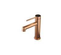VELORE Brushed Gold Solid Brass Basin Faucet: Deck Mounted 2-Function Hot-Cold Mixer Tap with 10 Color Options for Bathroom Sink(G)