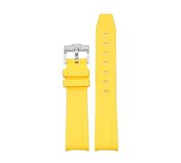 VELORE Curved End 20mm Nature Fluorine Rubber Watchband Replace For Rolex Strap New Green Submariner Explorer 2 Role WatchBands(Yellow)