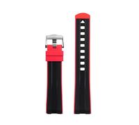 VELORE Curved End Rubber Watchband Fit for Omega Seamaster 007 Speedmaster Diver 300M Aqua Terra 150 Planet Ocean Silicone Soft waterproof Watch Strap(Black Red 4)