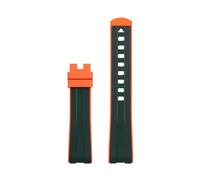 VELORE Curved End Rubber Watchband Fit for Omega Seamaster 007 Speedmaster Diver 300M Aqua Terra 150 Planet Ocean Silicone Soft waterproof Watch Strap(Orange Green)