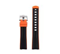 VELORE Curved End Rubber Watchband Fit for Omega Seamaster 007 Speedmaster Diver 300M Aqua Terra 150 Planet Ocean Silicone Soft waterproof Watch Strap(Black Orange4)