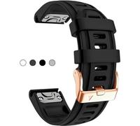 VELORE For Garmin Fenix 6S 5S 7S Watchband 20mm Bracelet for Fenix 6s Pro 5s Plus Rose Gold Buckle Silicone Quick Replacement Wrist Straps(Black 5.3"-7.8")