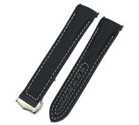 VELORE For Omega Seamaster 300 Planet Ocean AT150 Watch Strap 21mm 22mm Curved End Blue Red Fabric High Density Nylon Rubber Watchbands(Black nylon white 1,21mm)