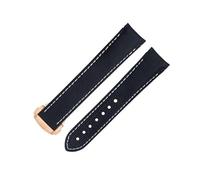 VELORE For Omega Strap AT150 Seamaster 300 Planet Ocean De Ville Speedmaster Curved End Watch Band 20mm Black White Line High Density Nylon Cowhide Watchbands(Blue 5)