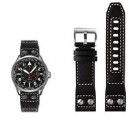 VELORE Genuine leather bracelet watch strap for citizen BX1010-02E/11L Series watch band 22mm Black Brown Men's Watch Accessories(Black silver buckle)