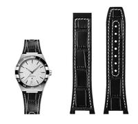VELORE Genuine leather silicone base wristband for Omega constellation series Perfect Observatory 131.13 Manhattan series watch strap(Black white NO)