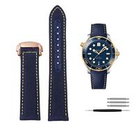 VELORE High Density Nylon leather strap For Omega New Seamaster 300 Super Master AT150 Fabric Leather AQUA TERRA men's strap 19mm 20mm(Blue yellow RG,20mm)