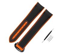 VELORE High Density Nylon Rubber Watchband For Omega X Swatch Joint MoonSwatch Constellation Waterproof 20mm Watch Strap Curved End Band(BK-orange BK,22mm)