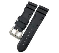 VELORE Rubber Watchband 22mm 24mm 26mm Silicone Watch Strap For Panerai Submersible Luminor PAM Waterproof Bracelet(Black pin,22mm silver buckle)