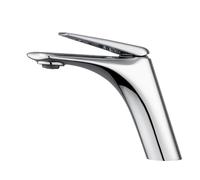 VELORE Shiny Rose Gold Waterfall Basin Faucet, Modern Single-Handle Deck-Mounted Mixer Tap for Luxury Bathroom Vanities(Chrome)