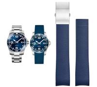 VELORE Watch Accessories Band for Comas Diving Series L37814 L3.781 Mechanical Men Rubber Watch Strap 21mm Bracelet(Blue silver,19mm)