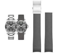 VELORE Watch Accessories Band for Comas Diving Series L37814 L3.781 Mechanical Men Rubber Watch Strap 21mm Bracelet(Grey silver,19mm)