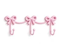 Velorin Pink Bow Coat Hooks, Metal Wall Mounted Door Hanger, No Drilling | Pink Room Decor, Hanger Hook for Towels, Clothes, Hats, Coats & Bags