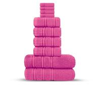 Velosso 10 Pce Hampi Towel Bale Set Highly Absorbent 100% Combed Ring Spun Cotton, Oversized Thick 4 Face 4 Hand Towels and 2 Bath Towels, Premium Towels Spa & Hotel (Magenta Pink)