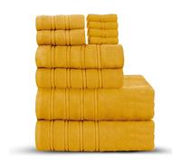 Velosso 10 Pce Hampi Towel Bale Set Highly Absorbent 100% Combed Ring Spun Cotton, Oversized Thick 4 Face 2 Hand Towels 2 Bath Towels and 2 Bath Sheets, Premium Towels Spa & Hotel (Yellow)