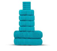 Velosso 10 Pce Hampi Towel Bale Set Highly Absorbent 100% Combed Ring Spun Cotton, Oversized Thick 4 Face 4 Hand Towels and 2 Bath Towels, Premium Towels Spa & Hotel (Teal)