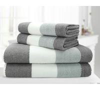 Velosso 100% Cotton Stripe Towels - Grey - Charcoal - Hand Towel