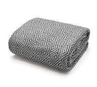 Velosso 100% Indian Cotton Large Diamond Pattern Check Batten Throwover Sofa Throw Bed Throw, Multicoloured (Charcoal Grey, 127cm X 152cm)