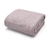 Velosso 100% Indian Cotton Large Diamond Pattern Check Batten Throwover Sofa Throw Bed Throw, Multicoloured (Blush Pink, 229cm X 254cm)