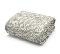Velosso 100% Indian Cotton Large Diamond Pattern Check Batten Throwover Sofa Throw Bed Throw, Multicoloured (Beige, 229cm X 254cm)