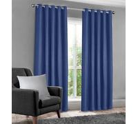 Velosso 100% Total Blackout Curtains Thermal Ringtop Insulated Curtain Pair Waffle Weave Texture (Navy, W66 X L72)