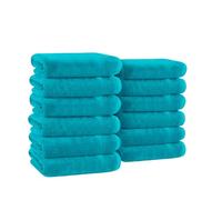 Velosso 12 Pack Hampi Face Cloths Luxuriously Soft, Highly Absorbent 100% Combed Ring Spun Cotton, Oversized Thick Face Cloths 30 x 30 cm, Premium Face Cloths Spa & Hotel (Teal)