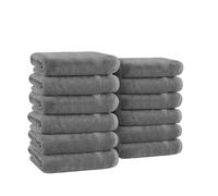Velosso 12 Pack Hampi Face Cloths Luxuriously Soft, Highly Absorbent 100% Combed Ring Spun Cotton, Oversized Thick Face Cloths 30 x 30 cm, Premium Face Cloths Spa & Hotel (Silver Grey)