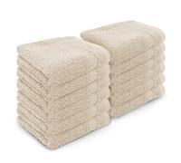 Velosso 12 Pack Premium Soft 100% Egyptian Cotton Ring Spun Soft Feel Face Cloths Flannel High Absorbent Spa, Gym, Sauna Face Towel (Cream)