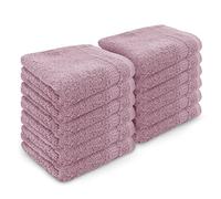 Velosso 12 Pack Premium Soft 100% Egyptian Cotton Ring Spun Soft Feel Face Cloths Flannel High Absorbent Spa, Gym, Sauna Face Towel (Blush Pink)