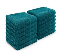 Velosso 12 Pack Premium Soft 100% Egyptian Cotton Ring Spun Soft Feel Face Cloths Flannel High Absorbent Spa, Gym, Sauna Face Towel (Ocean)
