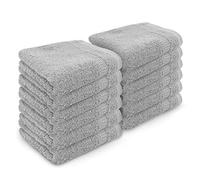 Velosso 12 Pack Premium Soft 100% Egyptian Cotton Ring Spun Soft Feel Face Cloths Flannel High Absorbent Spa, Gym, Sauna Face Towel (Platinum Grey)