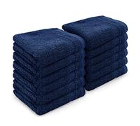 Velosso 12 Pack Premium Soft 100% Egyptian Cotton Ring Spun Soft Feel Face Cloths Flannel High Absorbent Spa, Gym, Sauna Face Towel (Navy Blue)