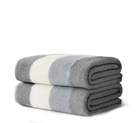 Velosso 2 Pack 100% Cotton Striped Multi Supreme Cotton Towels Hand Bath or Sheet, Quick-Dry, Soft Absorbent, Striped Design Hotel Spa, Fade Resistant Towels (Grey, Sheet)